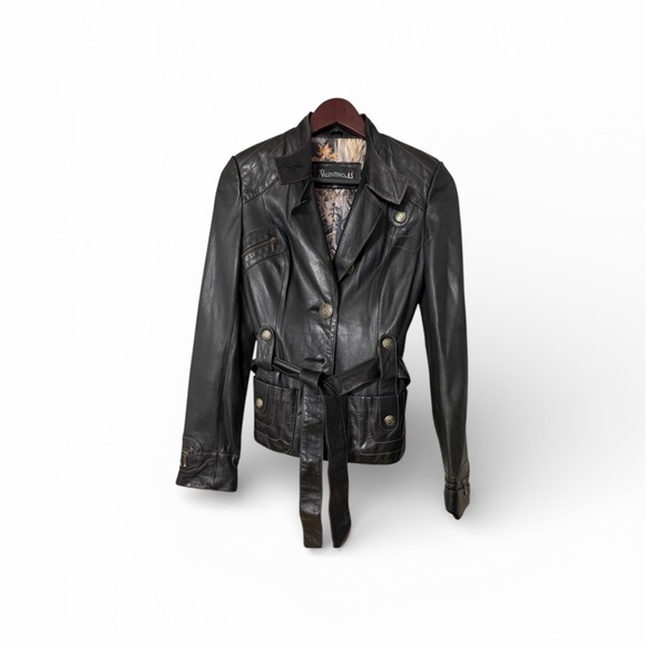 Valentino A.S. Jackets & Blazers - Vintage Valentino A.S.  Elegant Black Leather Jacket 100% Leather